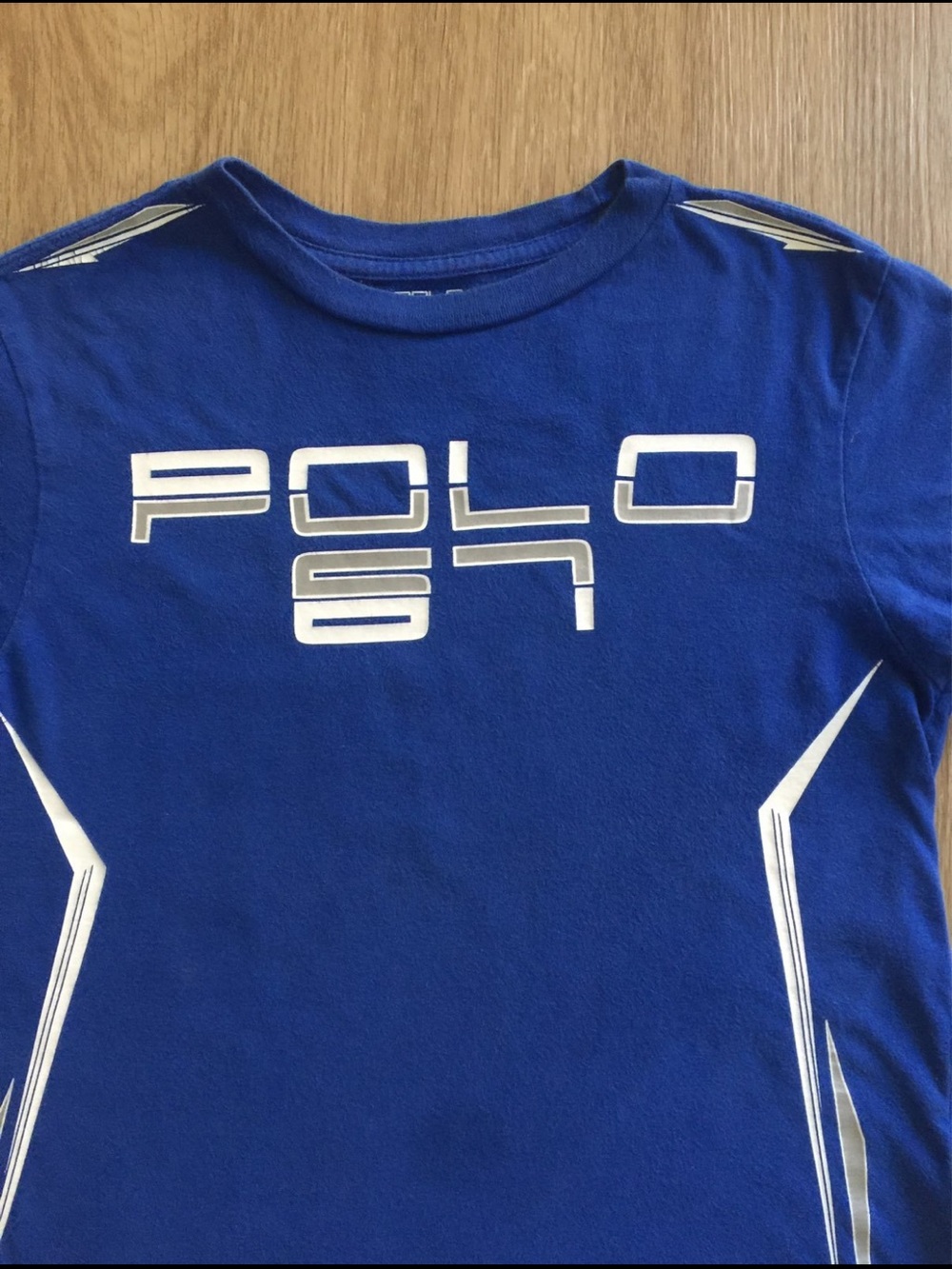 Polo by Ralph Lauren Boys' Blue Short Sleeve Graphic Tee with White Accents - Picture 2 of 3